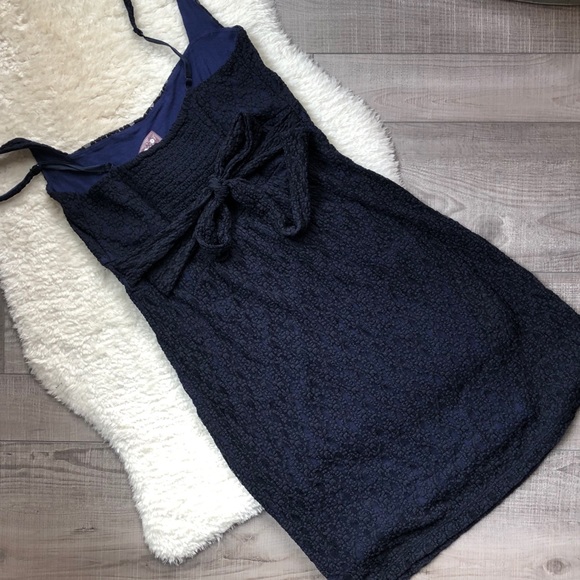 Free People Navy Black Lace Dress Stretchy M - Picture 5 of 8